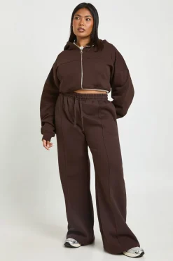 Plus Core Basique Détail à plis pincés Ceinture profonde Pantalon de jogging à jambes larges
