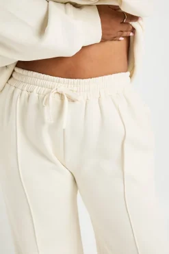 Plus Core Basique à Détail Plissé, Taille Profonde, Jogger à Jambes Larges