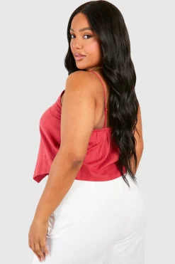 boohoo Plus Cotton Débardeur asymétrique<Femme Tops|Looks Bordeaux