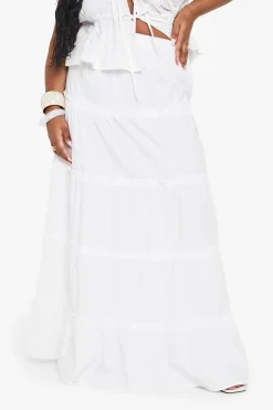 Plus Cotton Jupe Maxi en Coton à Volants