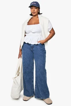 Plus Cotton Shirred Off The Shoulder Top