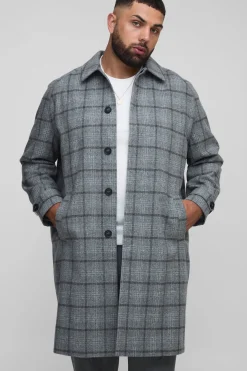 Plus, coupe régulière, manches raglan, à simple boutonnage, col à carreaux avec boucle, manteau de voiture
