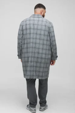 Plus, coupe régulière, manches raglan, à simple boutonnage, col à carreaux avec boucle, manteau de voiture