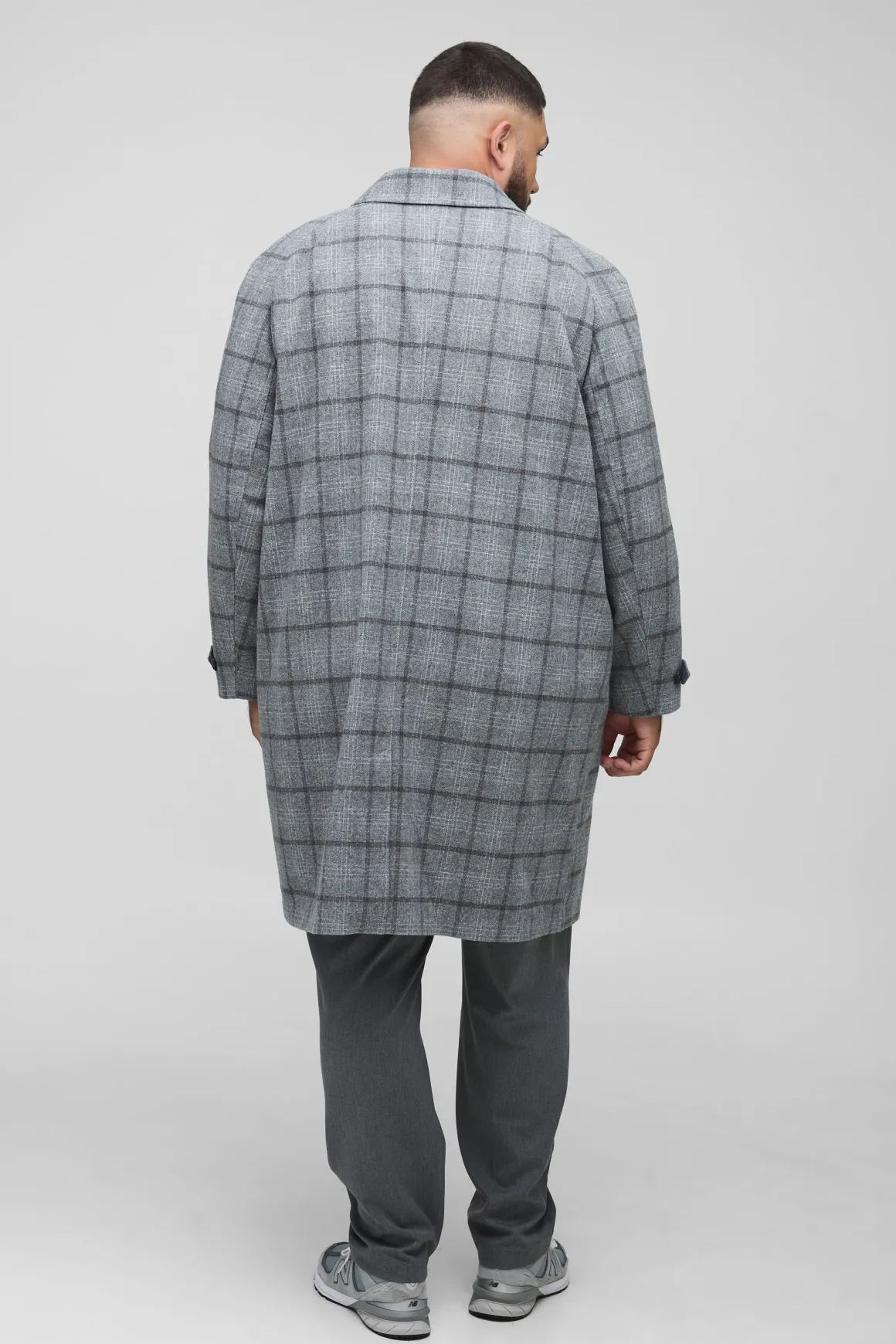 Plus, coupe régulière, manches raglan, à simple boutonnage, col à carreaux avec boucle, manteau de voiture