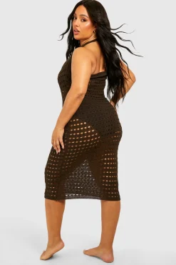 boohoo Plus Cowl Neck Crochet Beach Dress<Femme Tenues De Plage|Toutes Les Robes