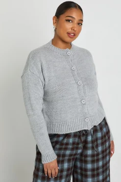 boohoo Plus Crew Neck Button Front Cardigan<Femme Pulls Et Gilets|Toutes Les Mailles