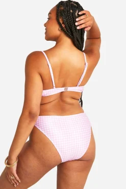 Plus Culotte de Bikini Taille Haute Imprimé Vichy