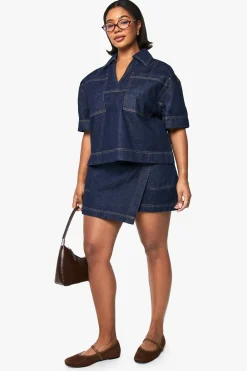 Plus Denim Chemise à manches courtes Boxy