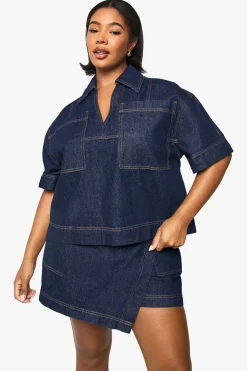 Plus Denim Chemise à manches courtes Boxy