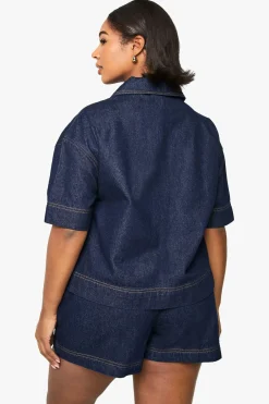 Plus Denim Chemise à manches courtes Boxy