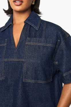 Plus Denim Chemise à manches courtes Boxy