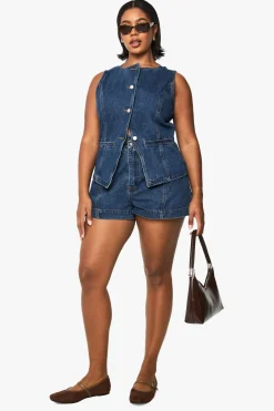 Plus Denim Longline Waistcoat