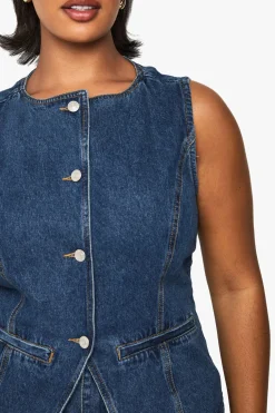 Plus Denim Longline Waistcoat
