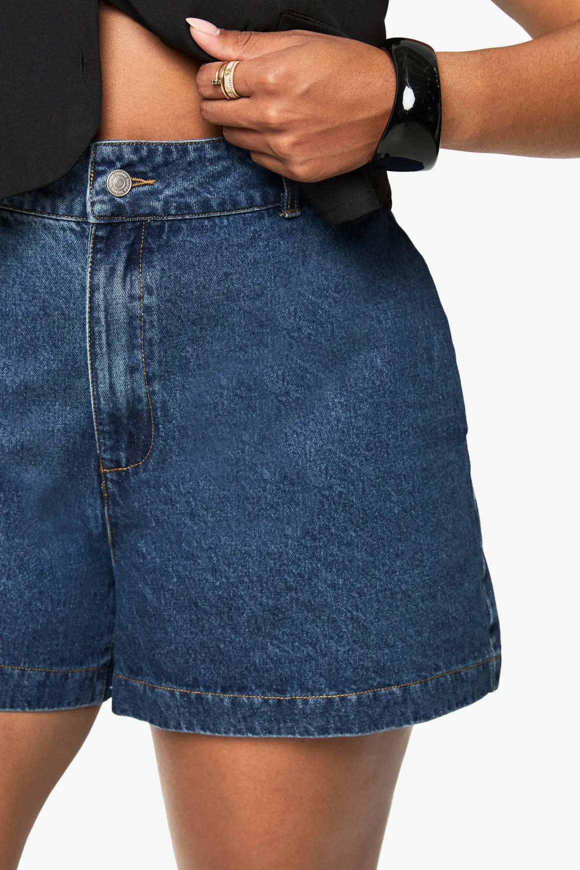 Plus Denim Mom Short