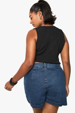 Plus Denim Mom Short