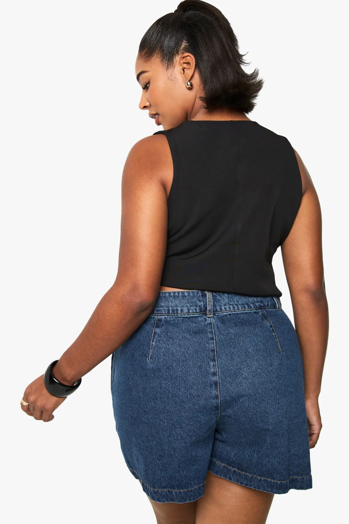 Plus Denim Mom Short