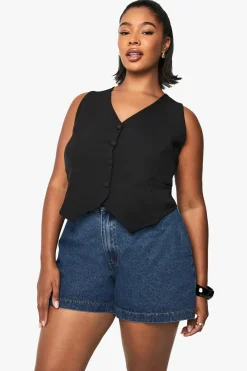 Plus Denim Mom Short