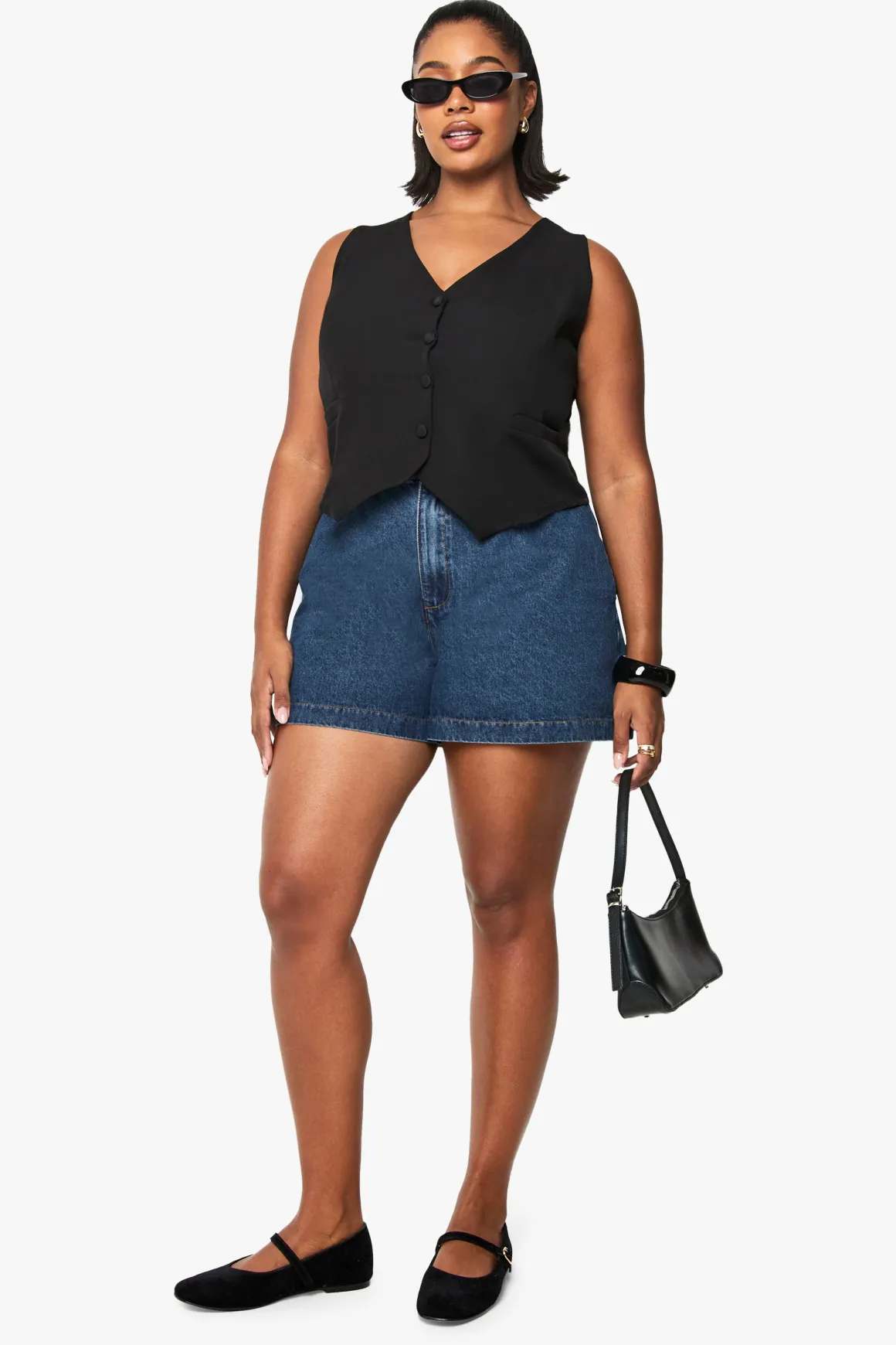 Plus Denim Mom Short
