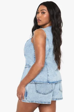 Plus Denim Mom Short