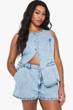 Plus Denim Mom Short