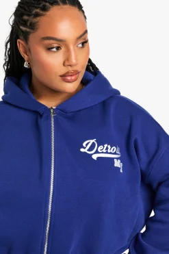 boohoo PLUS DETROIT HOODIE À CAPUCHE ZIPPÉ SURDIMENSIONNÉ<Femme Sweats À Capuche Et Sweats|Sweats À Capuche Et Sweatshirts