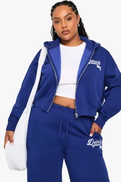 boohoo PLUS DETROIT HOODIE À CAPUCHE ZIPPÉ SURDIMENSIONNÉ<Femme Sweats À Capuche Et Sweats|Sweats À Capuche Et Sweatshirts