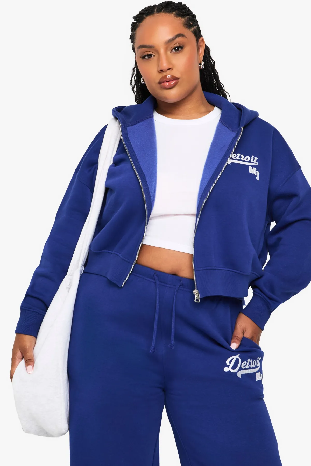 boohoo PLUS DETROIT HOODIE À CAPUCHE ZIPPÉ SURDIMENSIONNÉ<Femme Sweats À Capuche Et Sweats|Sweats À Capuche Et Sweatshirts