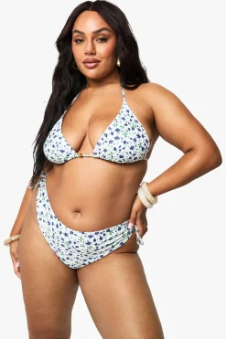 boohoo Plus Ditsy Floral Beaded Triangle Bikini Top<Femme Maillots De Bain