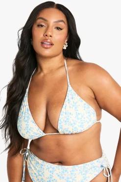 Plus Ditsy Print Underwired Bikini Top