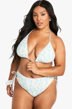 Plus Ditsy Print Underwired Bikini Top