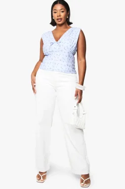 boohoo PLUS DITSY TOP CORSET À DÉTAILS DE NOEUD<Femme Tops