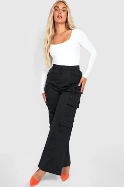 Plus Double Layer Slinky Scoop Neck Bodysuit