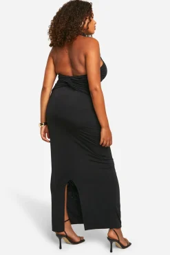 Plus Double Slinky Twist Back Detail Maxi Dress