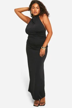 Plus Double Slinky Twist Back Detail Maxi Dress