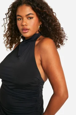 Plus Double Slinky Twist Back Detail Maxi Dress