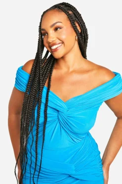 Plus Double Slinky Twist Front Off Shoulder Top