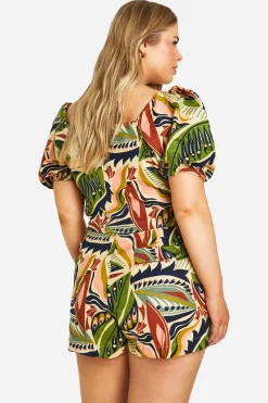 boohoo Plus effet lin, imprimé cachemire Paisley, short à plis sur le devant<Femme Tailleurs|Shorts