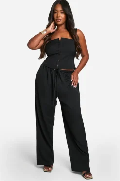 boohoo Plus Ensemble Grande Taille - Corset À Agrafes et Pantalon Ample à Jambes Larges<Femme Ensembles