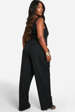 boohoo Plus Ensemble Grande Taille - Corset À Agrafes et Pantalon Ample à Jambes Larges<Femme Ensembles