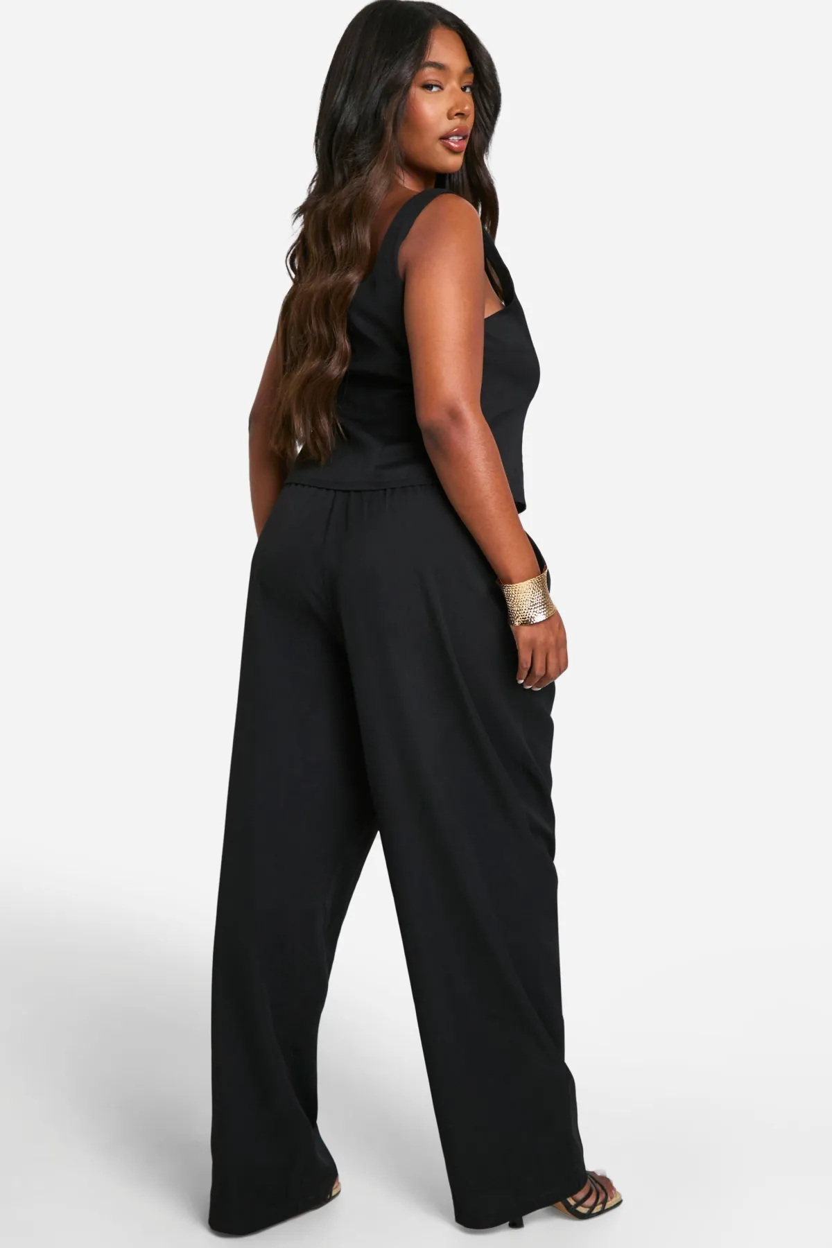 boohoo Plus Ensemble Grande Taille - Corset À Agrafes et Pantalon Ample à Jambes Larges<Femme Ensembles