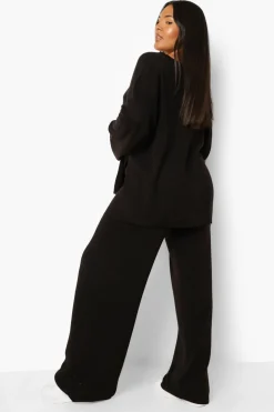 boohoo Plus Ensemble Pantalon Fendu sur le Côté en Maille à Col en V<Femme Ensembles