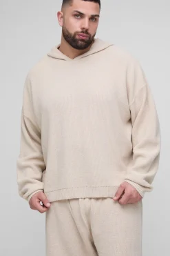 Plus Ensemble Sweat à Capuche Oversize en Tricot à Gaufre et Short