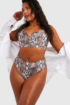 Plus Essentials Bikini Bas Grande Taille à Imprimé synthétique
