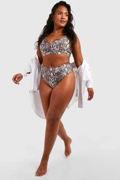 Plus Essentials Bikini Bas Grande Taille à Imprimé synthétique