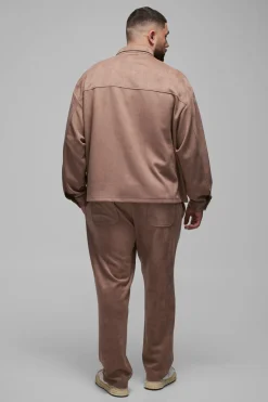 Plus Faux Suede Oversized Shirt