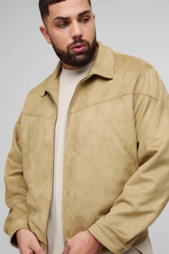 boohooMAN Plus Faux Suede Western Zip Up Boxy Oversized Jacket<Homme Vestes & Manteaux Grande Taille|Tout Afficher