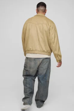 boohooMAN Plus Faux Suede Western Zip Up Boxy Oversized Jacket<Homme Vestes & Manteaux Grande Taille|Tout Afficher