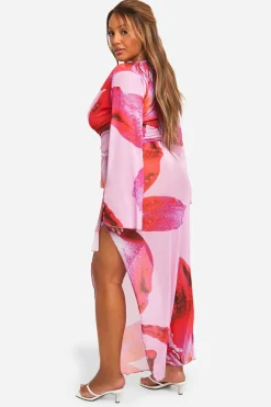 Plus Floral Ring Wrap Beach Co-ord