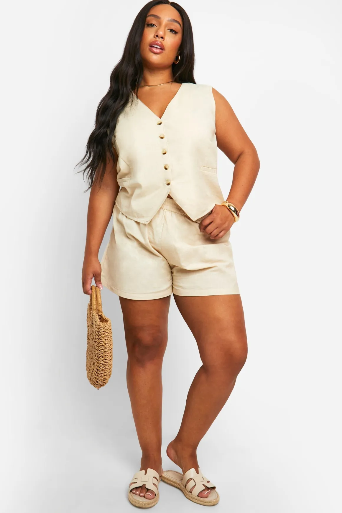 Plus Gilet en Mélange Lin
