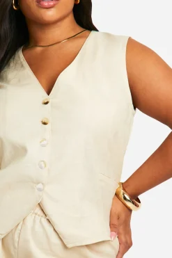 Plus Gilet en Mélange Lin